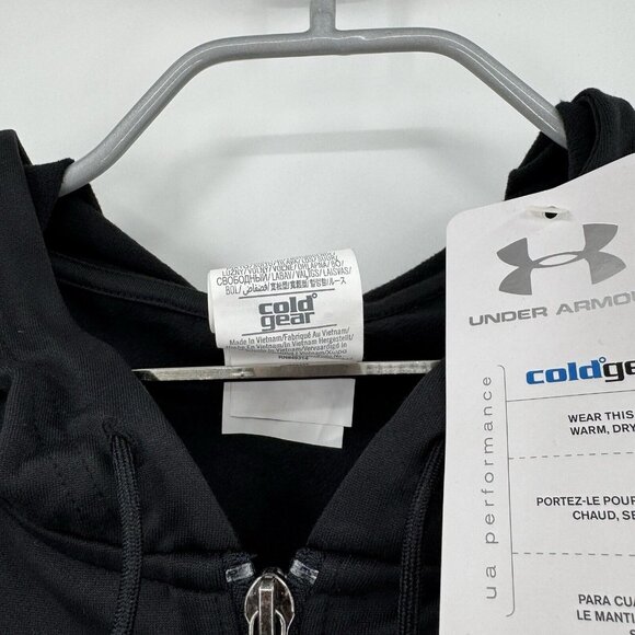 Under Armour Cold Gear Full Zip Hooded Jacket sz M Women's in Black Fleece Lined - Picture 6 of 11
